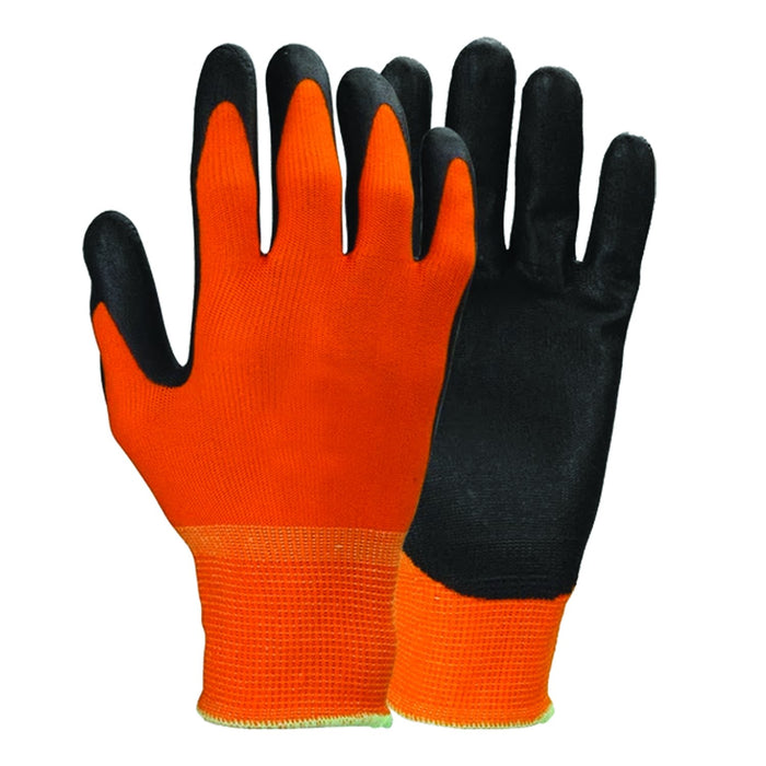 Orange Polyester Work Gloves with Polyurethane Coating