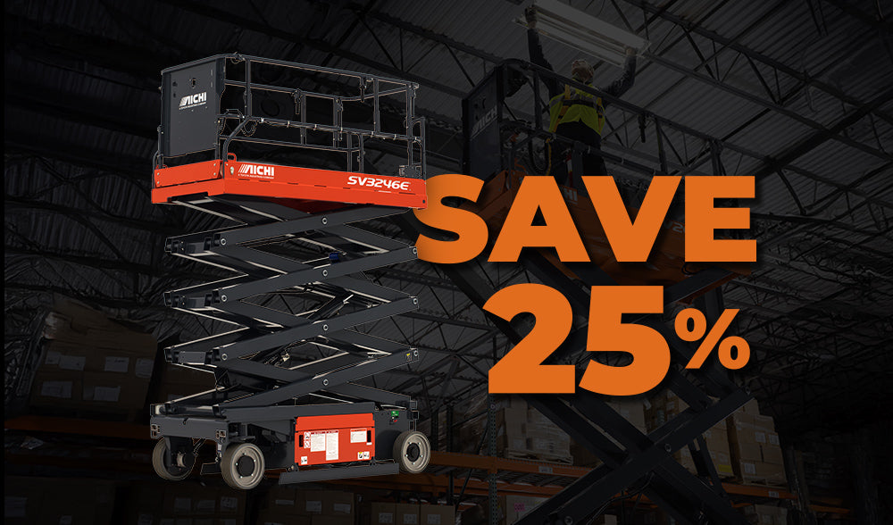 Save 25% on AICHI E-Series Scissor Lift Rentals